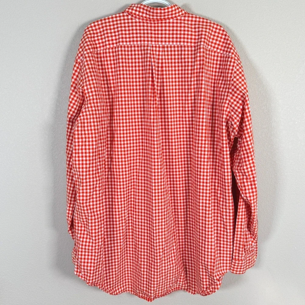 Ralph Lauren Button Down Shirt Mens 2XLT Red Orange Gingham Check Plaid Pony
